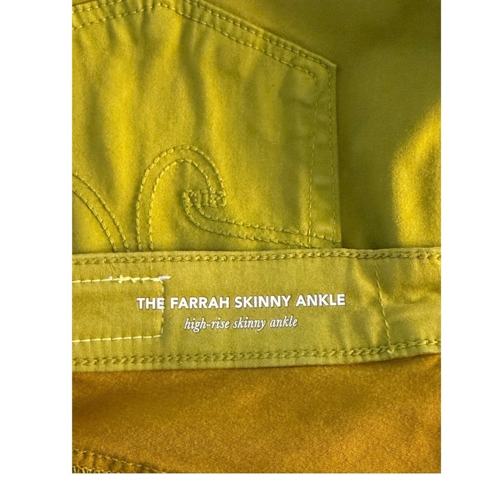 AG Adriano Goldschmied The Farrah Skinny Ankle‎ High Rise Jeans Chartreuse 4 27 - Picture 3 of 7